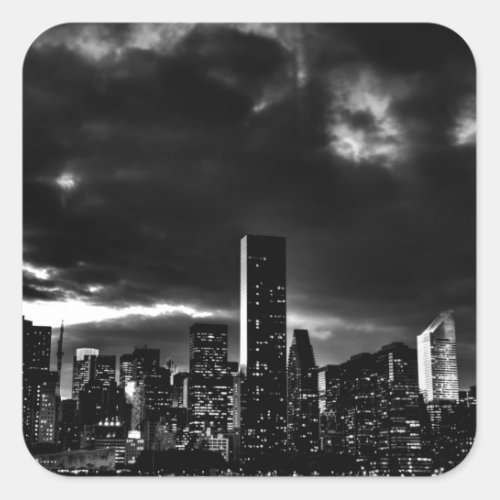 Black  White New York City Square Sticker