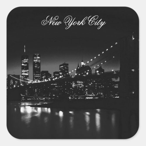 Black  White New York City Square Sticker