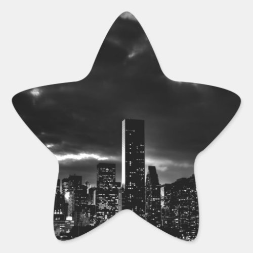 Black  White New York City Star Sticker