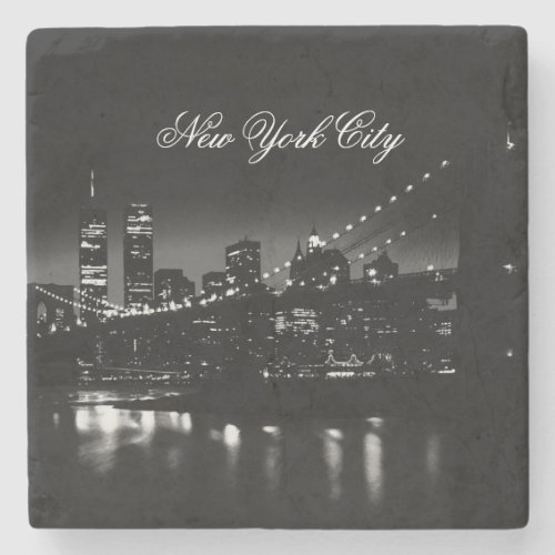 Black  White New York City Stone Coaster