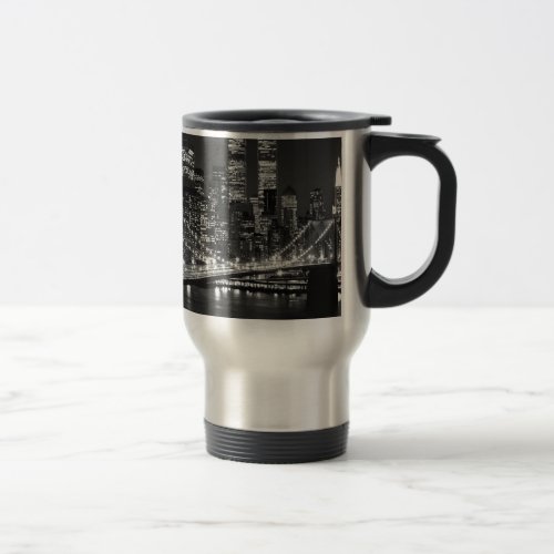 Black  White New York City Travel Mug
