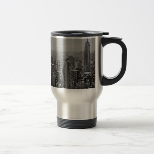 Black  White New York City Travel Mug