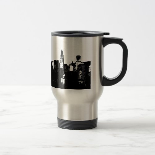 Black  White New York City Travel Mug