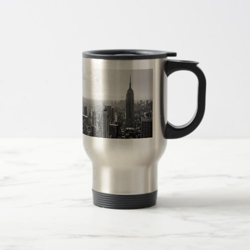 Black  White New York City Travel Mug