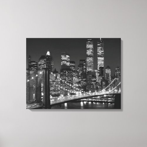 Black  White New York City Wrapped Canvas