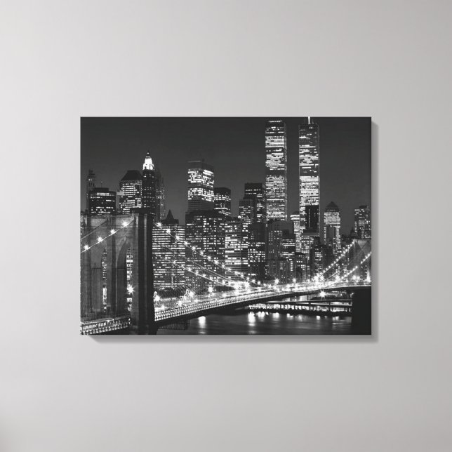 Black & White New York City Wrapped Canvas Print (Front)