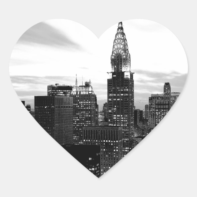 Black & White New York Heart Sticker (Front)