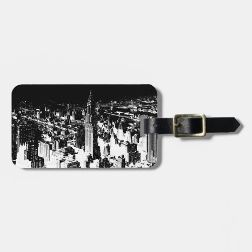 Black  White New York Luggage Tag