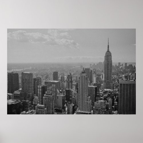 Black White New York Manhattan Panorama Poster