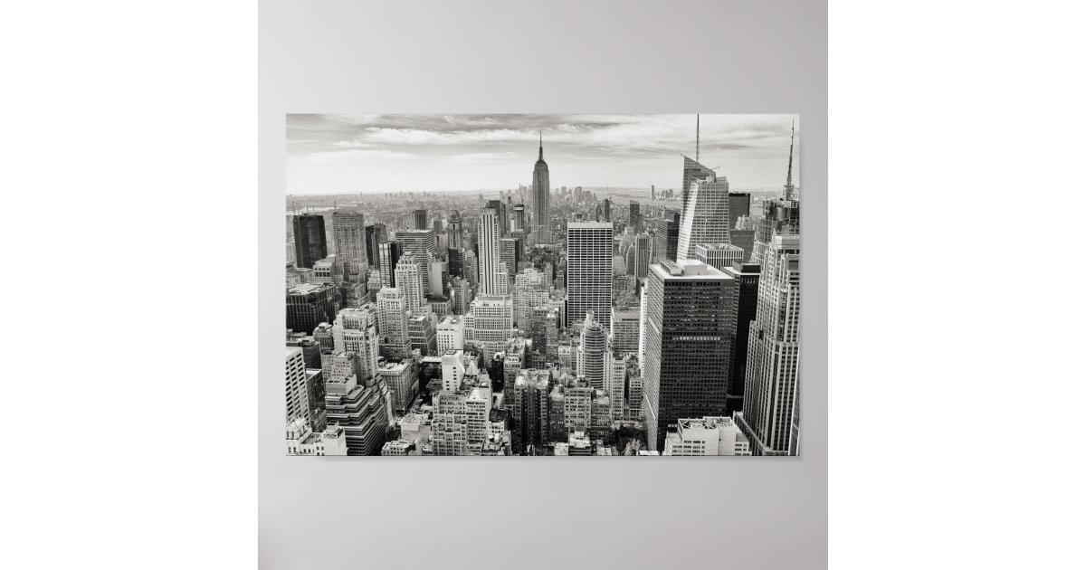 Black & White New York Manhattan Skyline Poster | Zazzle