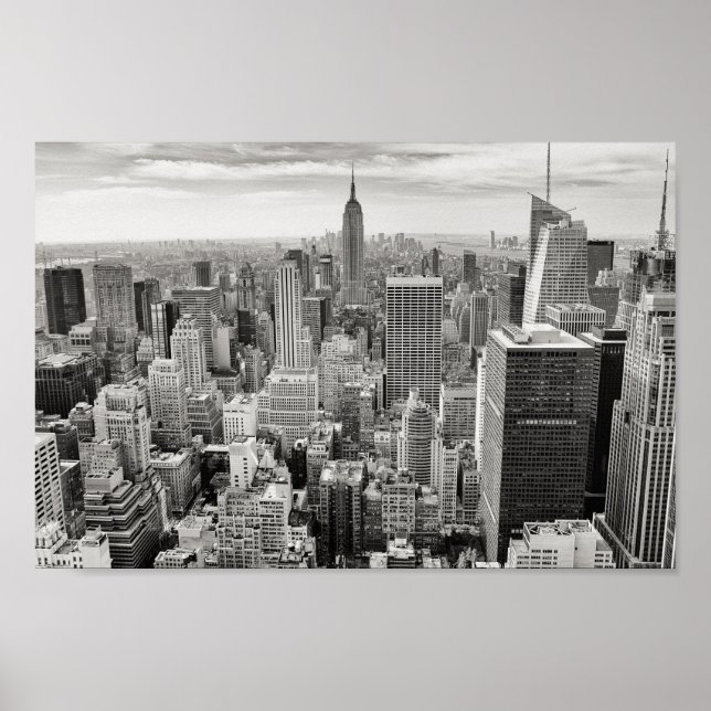 Black & White New York Manhattan Skyline Poster (Front)