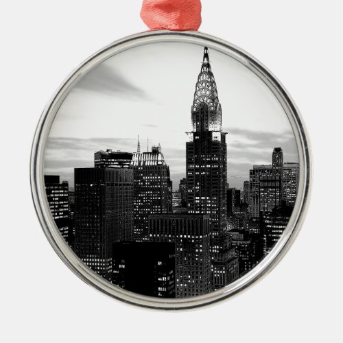 Black  White New York Metal Ornament