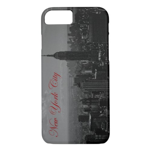 Black  White New York Script iPhone 7 Case