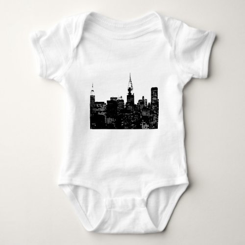Black  White New York Silhouette Baby Bodysuit