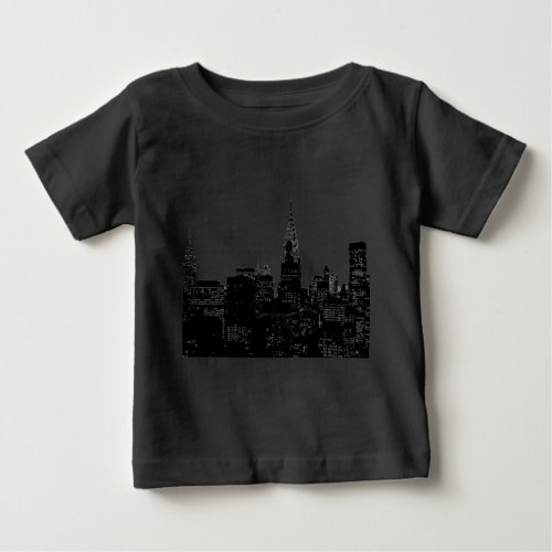 Black  White New York Silhouette Baby T_Shirt