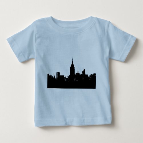 Black White New York Silhouette Baby T_Shirt