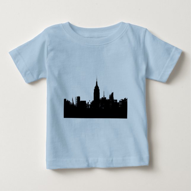 Black White New York Silhouette Baby T-Shirt (Front)