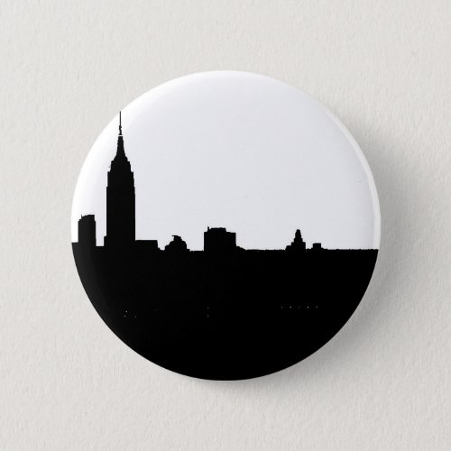 Black  White New York Silhouette Button