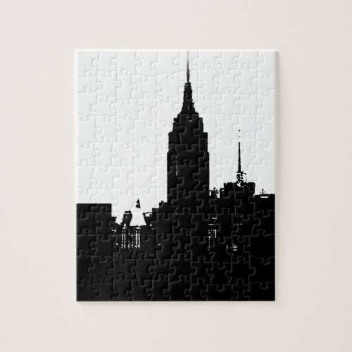 Black White New York Silhouette Jigsaw Puzzle