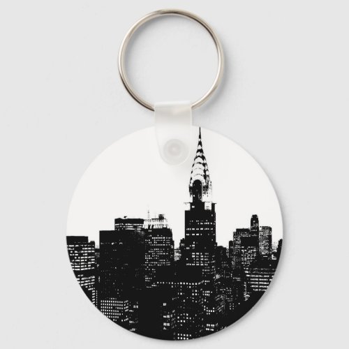 Black  White New York Silhouette Keychain