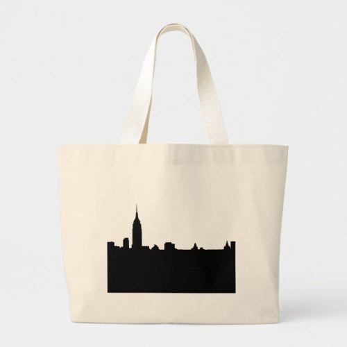 Black  White New York Silhouette Large Tote Bag