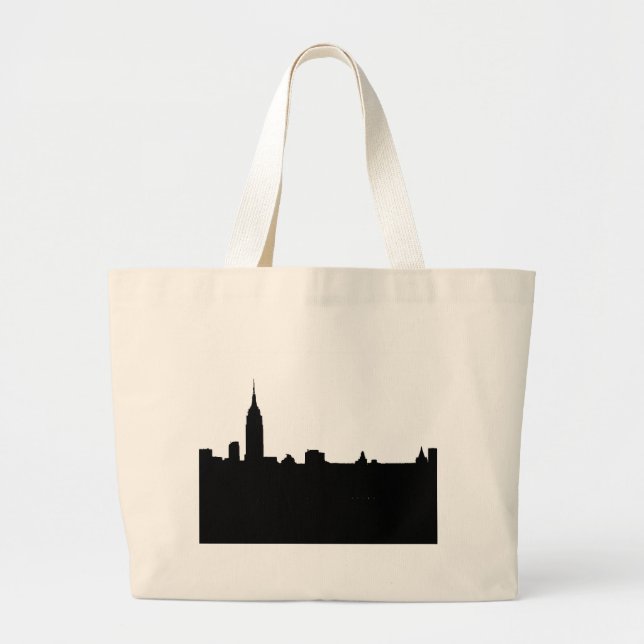 Black & White New York Silhouette Large Tote Bag (Front)