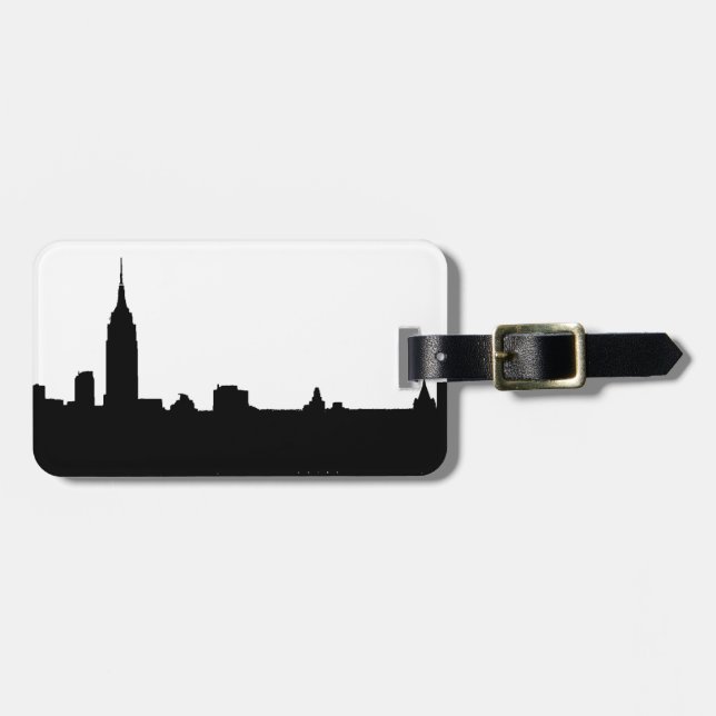 Black & White New York Silhouette Luggage Tag (Front Horizontal)