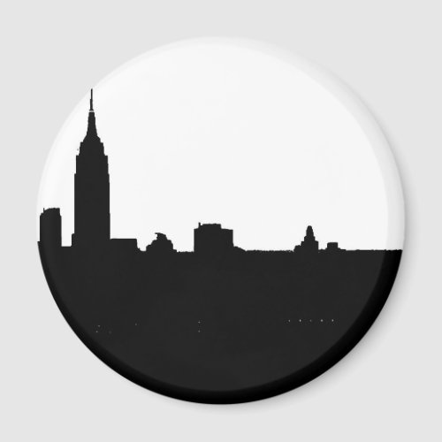 Black  White New York Silhouette Magnet