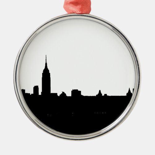 Black  White New York Silhouette Metal Ornament