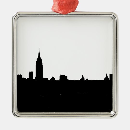 Black & White New York Silhouette Metal Ornament