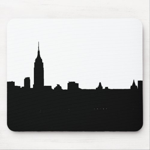 Black  White New York Silhouette Mouse Pad