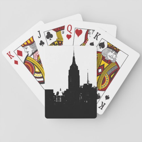 Black White New York Silhouette Poker Cards