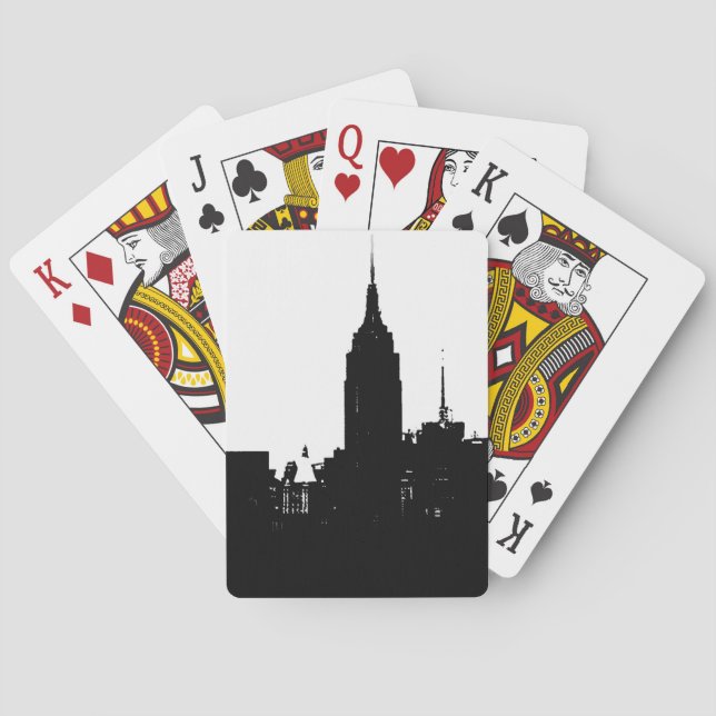 Black White New York Silhouette Poker Cards (Back)