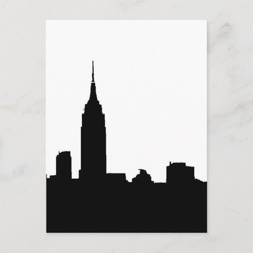 Black  White New York Silhouette Post Cards