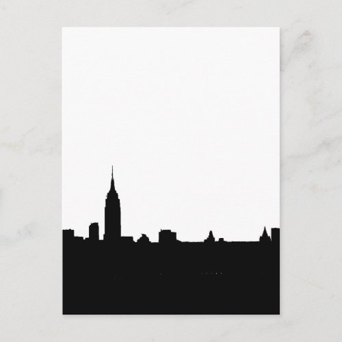 Black  White New York Silhouette Postcard