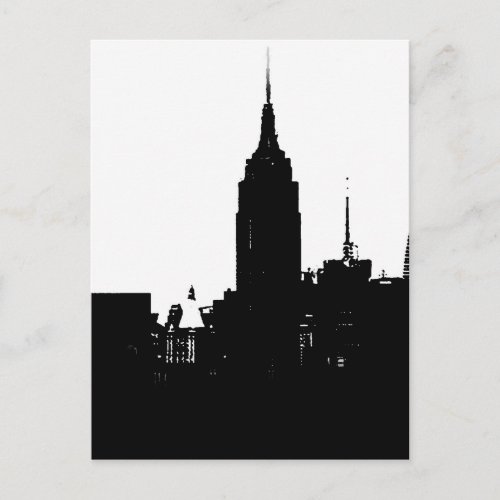 Black White New York Silhouette Postcard