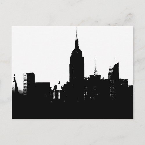 Black White New York Silhouette Postcard