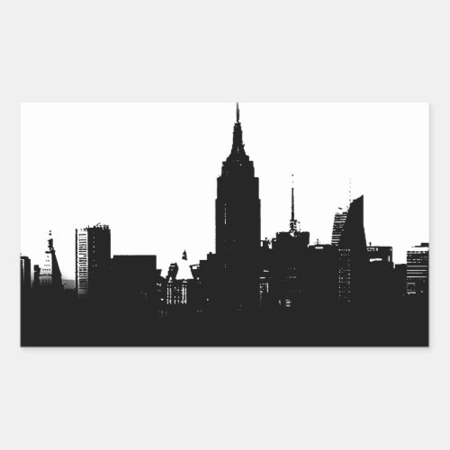 Black White New York Silhouette Rectangular Sticker