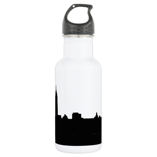 Black  White New York Silhouette Stainless Steel Water Bottle