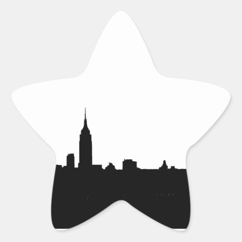 Black  White New York Silhouette Star Sticker