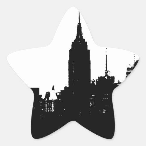 Black White New York Silhouette Star Sticker