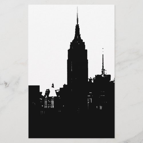 Black White New York Silhouette Stationery