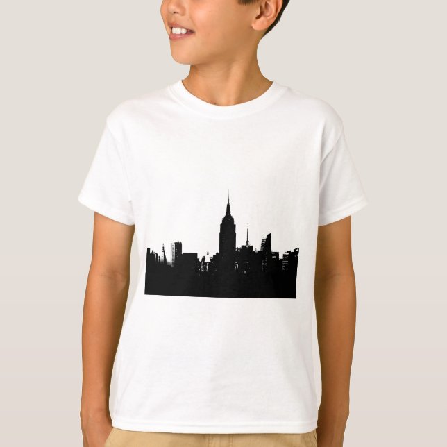 Black White New York Silhouette T-Shirt (Front)