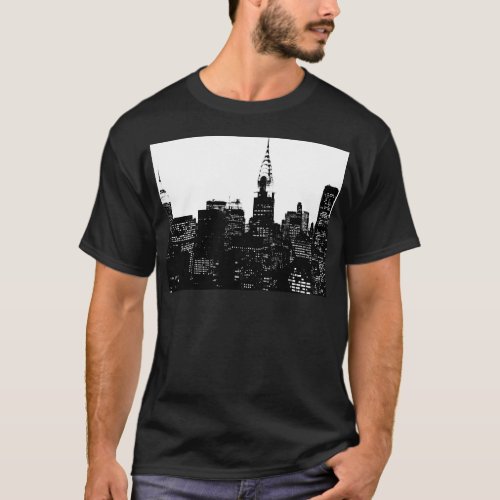 Black  White New York Silhouette T_Shirt