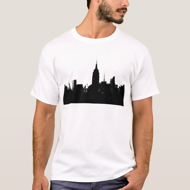 Black White New York Silhouette T-Shirt (Front)