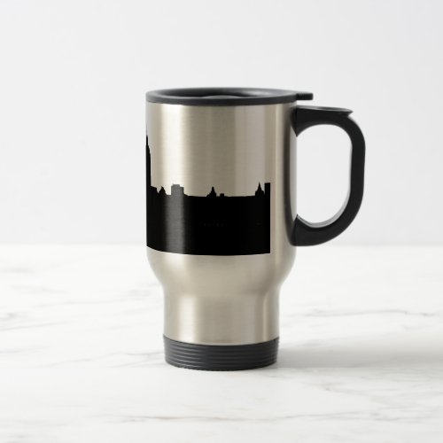 Black  White New York Silhouette Travel Mug