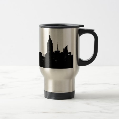 Black White New York Silhouette Travel Mug