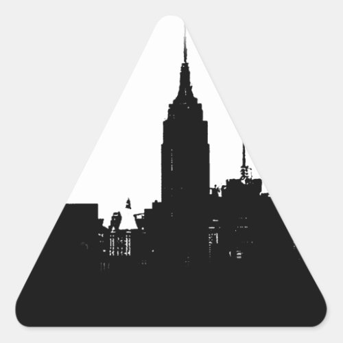 Black White New York Silhouette Triangle Sticker