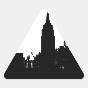 Black White New York Silhouette Triangle Sticker