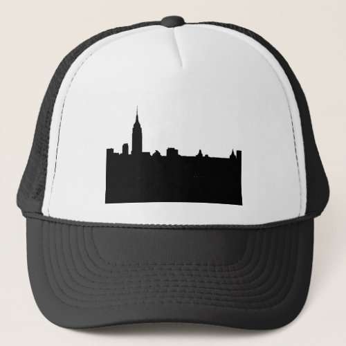 Black  White New York Silhouette Trucker Hat